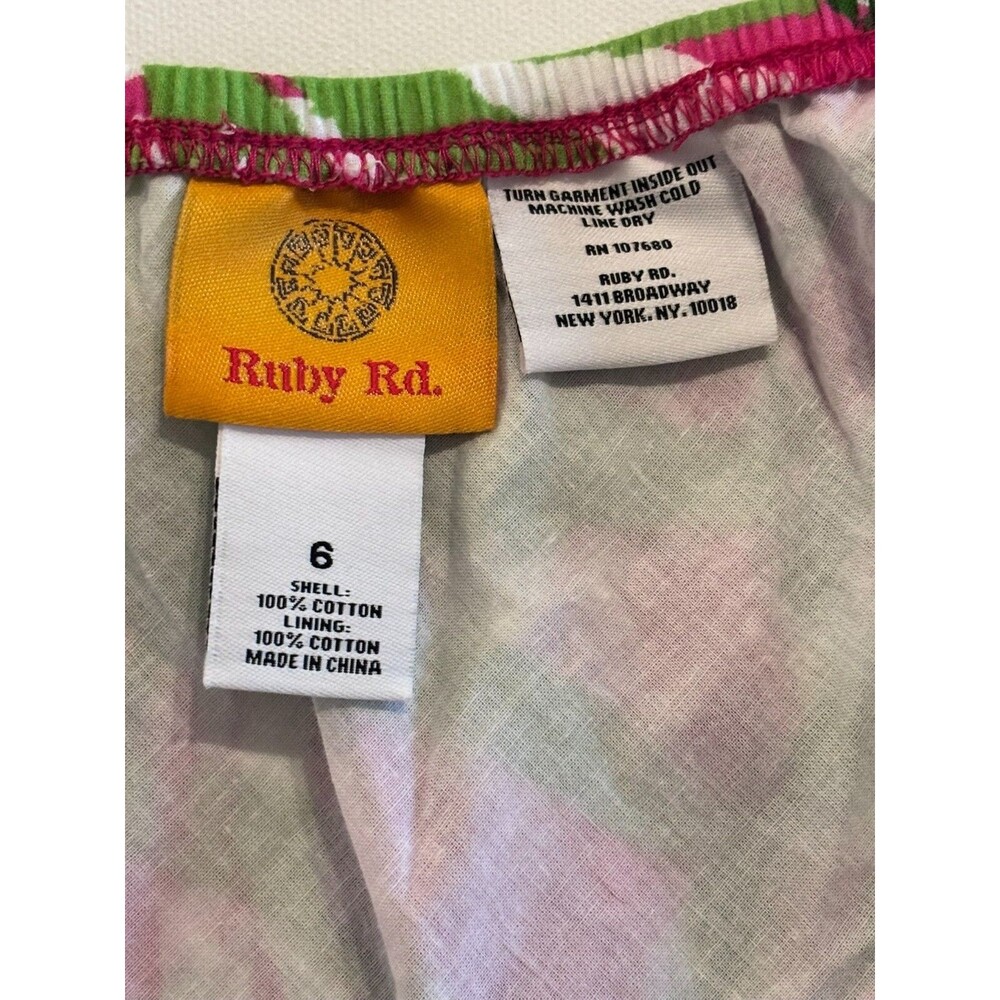 Ruby Rd Skirt Womens 6 Maxi Floral Pink Green Crinkle Tiered Flowy Cocoa Beach - Picture 12 of 13